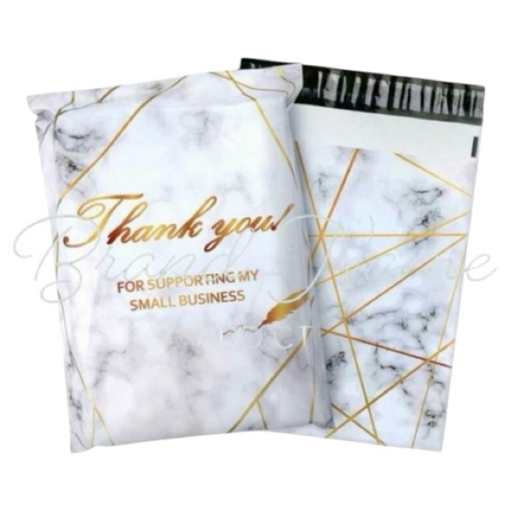 Set of 20 Marble Gold 10 x 13 ‘Thank You’ Self Adhesive Poly Mailers
